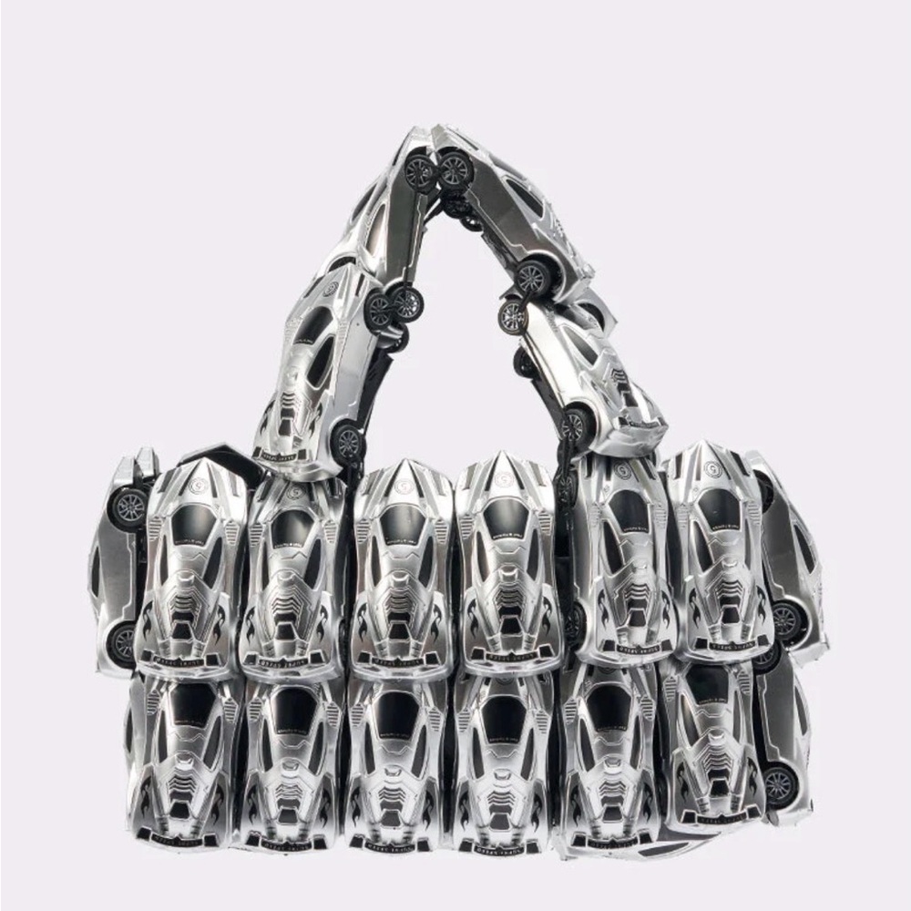 Silver Car-Themed Women's Bag